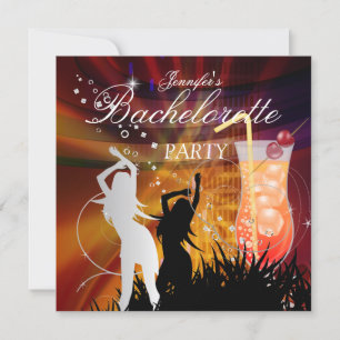 Bachelorette Feest Zwart Goud Wit Cocktail Kaart