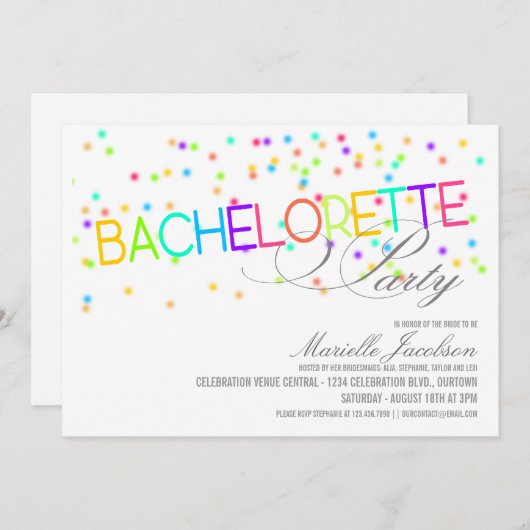 Bachelorette-feestelijke uitnodigingen (Voorkant / Achterkant)