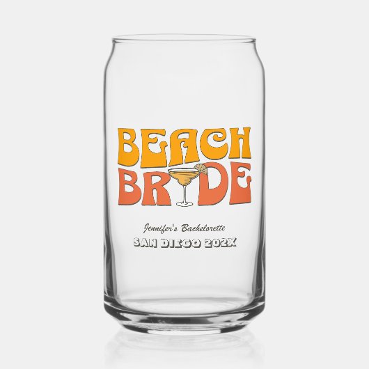 Bachelorette-feestje op het strand Retro groovy br Blikvorm Glas (Voorkant)