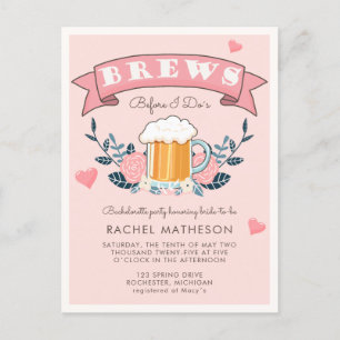 Bachelorette fête bière invitation carte postale