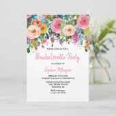 Bachelorette Fête Invitation Rose Floral Sublime (Debout devant)