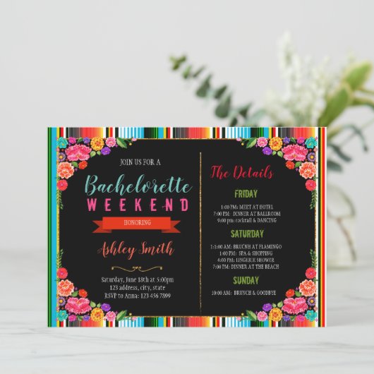Bachelorette Fiesta avec invitation Itinéraire (Debout devant)