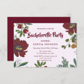 Bachelorette Fleurs Bourgogne Invitation (Devant / Derrière)