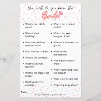 Bachelorette Game "Hoe goed ken je de bruid?"