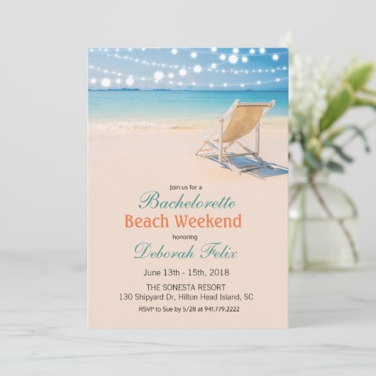 Bachelorette Getaway Beach Invitation (Debout devant)
