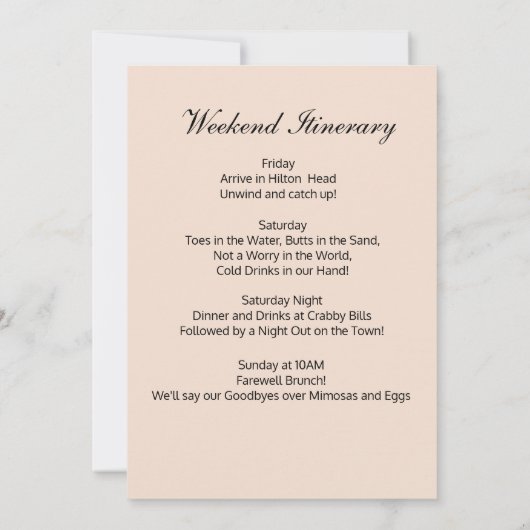 Bachelorette Getaway Beach Invitation (Dos)