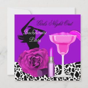 Bachelorette Girls Night Out Animal Paarse Party Kaart