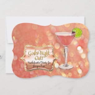 Bachelorette Girl's Night Out Party Martini Glass Kaart