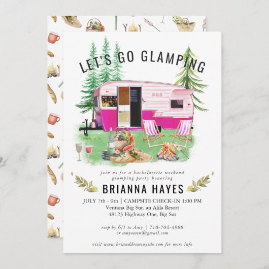 Bachelorette Glamping Camping Week-End Invitation (Devant / Derrière)