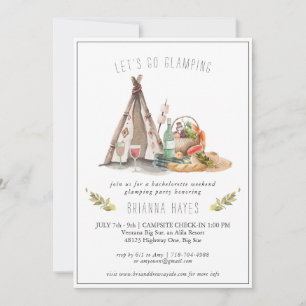 Bachelorette Glamping Camping Weekend Uitnodiging
