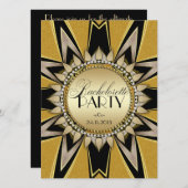 Bachelorette Gold Black Party Invitations (Devant / Derrière)