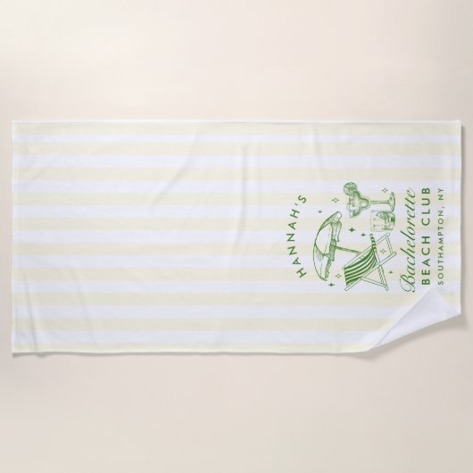 Bachelorette Groen & Geel Custom Modern Strandlaken (Voorkant)