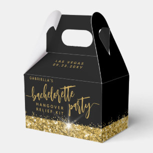 Bachelorette Hangover Kit Chic Black Gold Bedankdoosjes