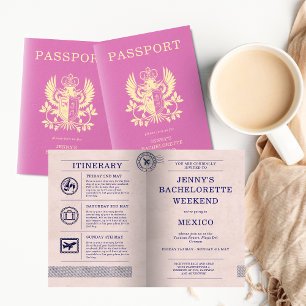Bachelorette Hen Party Roze Paspoort Reisplan