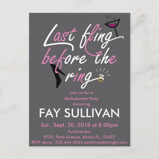 Bachelorette invitation (Devant)