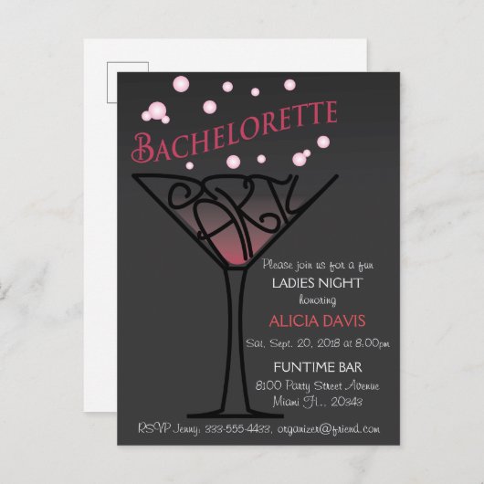 Bachelorette invitation (Devant / Derrière)