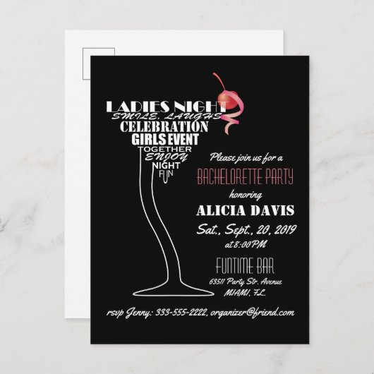 Bachelorette invitation (Devant / Derrière)
