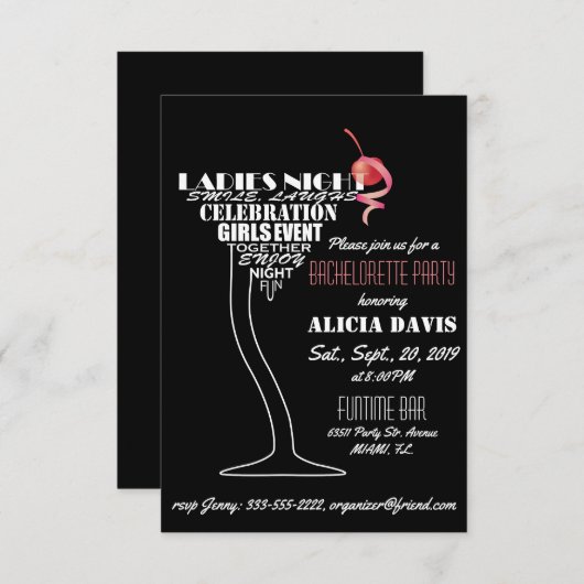 Bachelorette invitation (Devant / Derrière)