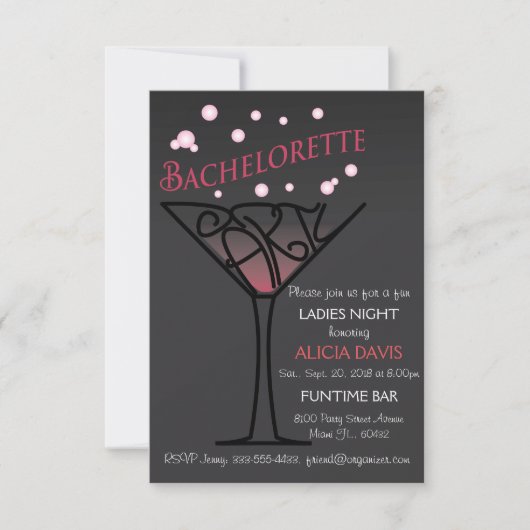 Bachelorette invitation à la fête. (Devant)