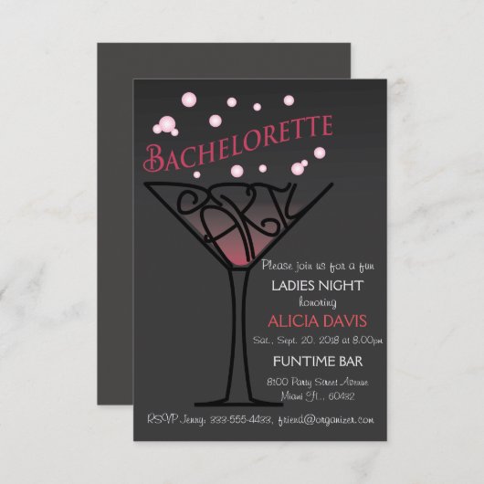 Bachelorette invitation à la fête. (Devant / Derrière)