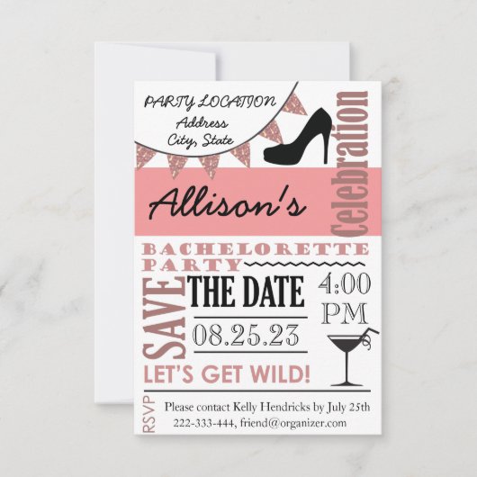 Bachelorette invitation design (Devant)