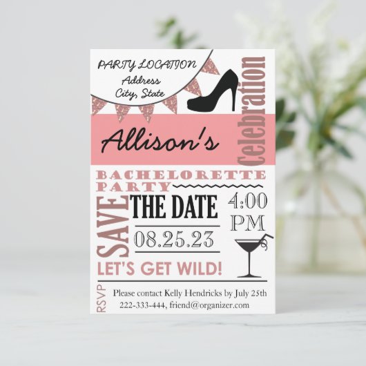 Bachelorette invitation design (Debout devant)