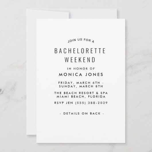 Bachelorette Invitation du week-end (Devant)