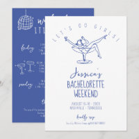 Bachelorette Invitation femme en verre de cocktail