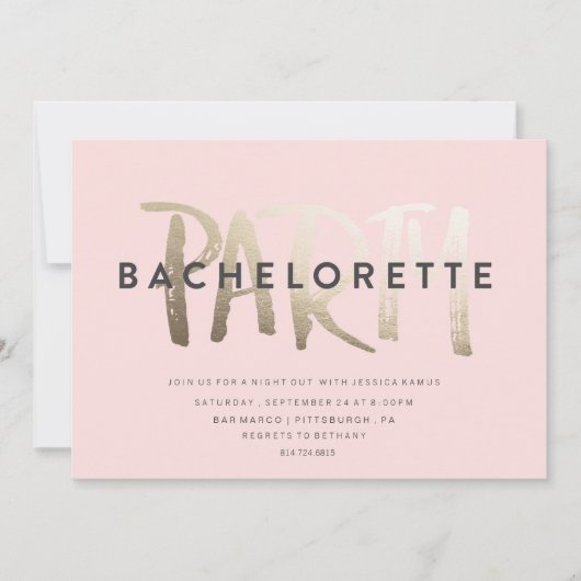 BACHELORETTE INVITATION PARTI // GOLD FOIL (Devant)