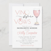 Bachelorette Invitation Rose Gold Vino avant Vows (Devant)