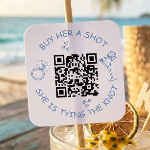 Bachelorette Koop de Bruid een Drink QR Code Feest Vierkante Sticker