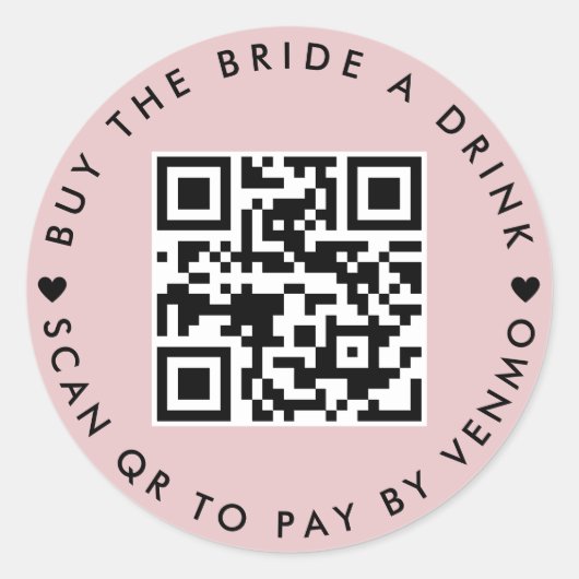 Bachelorette Koop De Bruid Een Drink QR Code Roze Ronde Sticker (Voorkant)