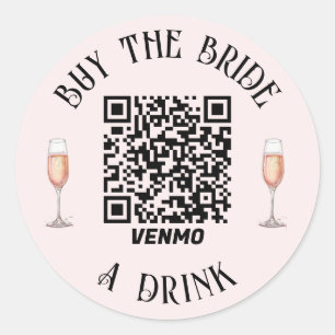 Bachelorette Koop De Bruid Een Drink QR-Code Stick Ronde Sticker