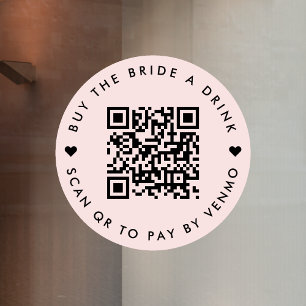 Bachelorette koopt de bride een Drink   QR-code Ro Raamsticker