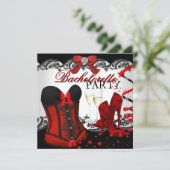 Bachelorette Lace Red Corset Champagne Kaart (Staand voorkant)