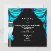 Bachelorette Leopard Blue Masquerade Champagne Kaart (Achterkant)