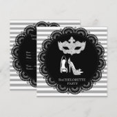 BACHELORETTE MASQUERADE PARTIJ ZWART STRIPE KAART (Voorkant / Achterkant)