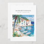 Bachelorette Méditerranéenne Invitation Weekend (Devant / Derrière)