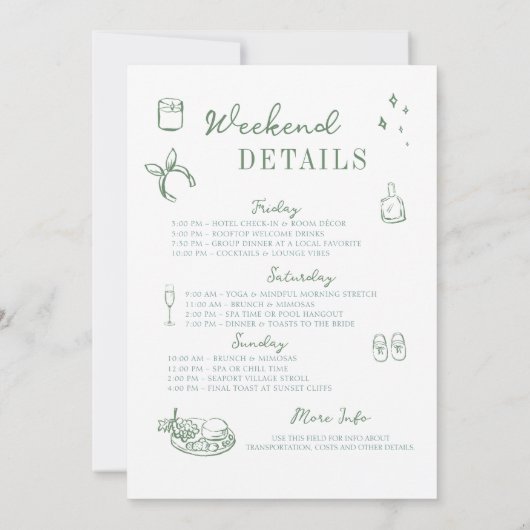 Bachelorette Meisjes Gone Mild Script Groen geteke Kaart (Achterkant)