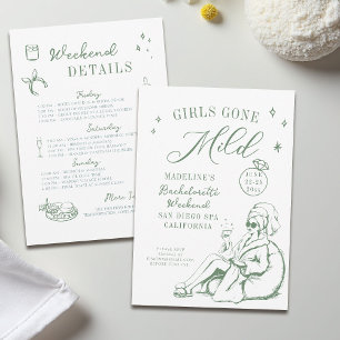 Bachelorette Meisjes Gone Mild Script Groen geteke Kaart