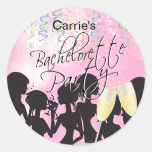 Bachelorette meisjes nacht uit - roze ronde sticker