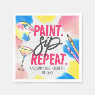 Bachelorette Modern Marble Paint en Sip Napkins Servet