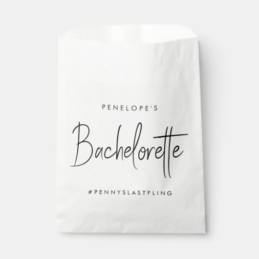 Bachelorette | Modern minimalistisch script brides Bedankzakje (Voorkant)