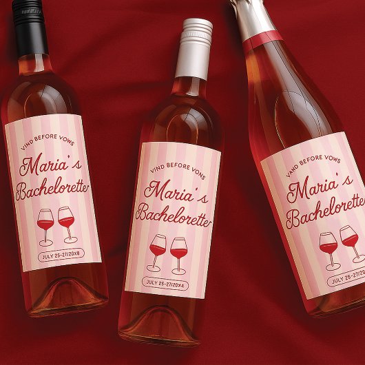 Bachelorette Modern Wine Label Wijn Etiket