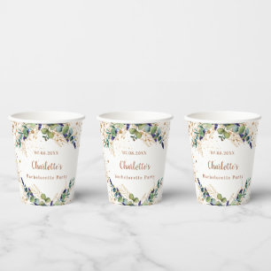 Bachelorette-naam eucalyptus glitter papieren bekers