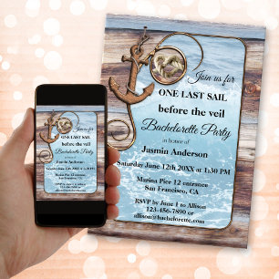 Bachelorette Nautique Rustique Invitation à la voi
