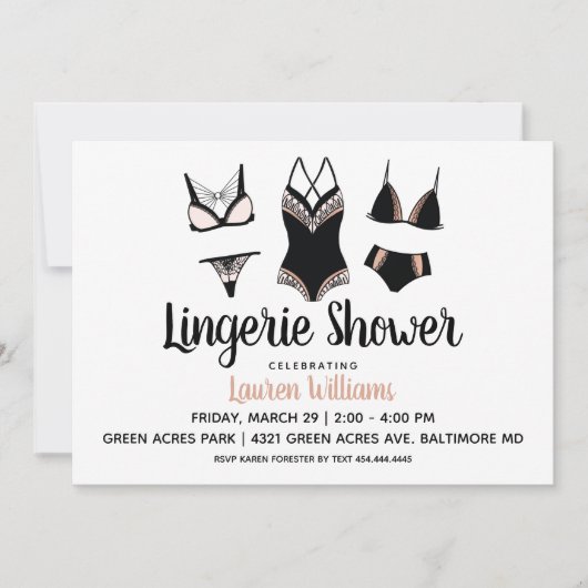 Bachelorette nuptiale Lingerie Cute Invitation (Devant)