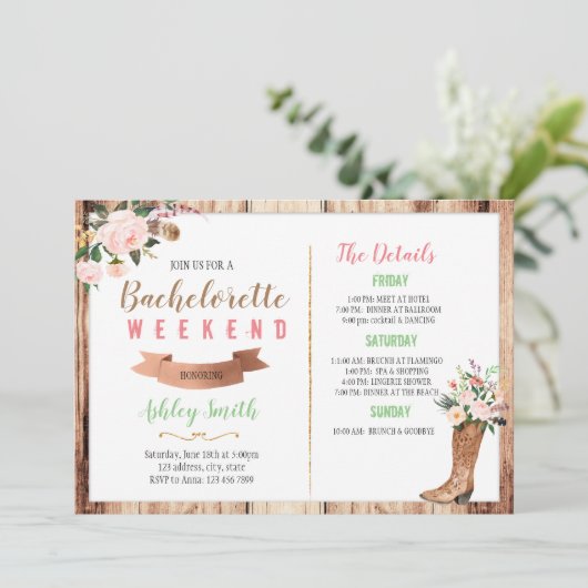 Bachelorette Occidentale avec invitation Itinérair (Debout devant)