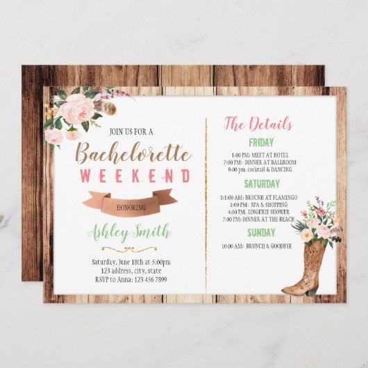 Bachelorette Occidentale avec invitation Itinérair (Devant / Derrière)