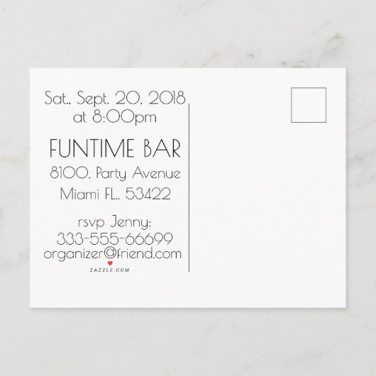 Bachelorette-ontwerp van de partijuitnodiging uitnodiging briefkaart (Achterkant)